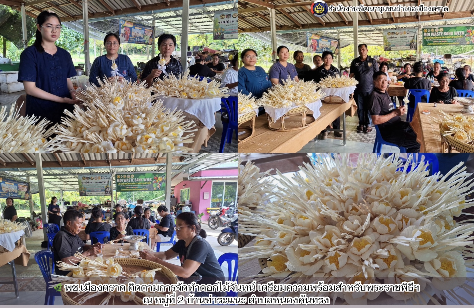 🌿 พช.เมืองตราด ติดตามการจัดทำดอกไม้จันทน์ เตรียมความพร้อมสำหรับพระราชพิธีฯ ณ หมู่ที่ 2 บ้านท่าระแนะ ตำบลหนองคันทรง 